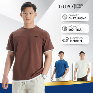 Áo Thun Nam Tay Ngắn Layer GUPO Local Brand Vải Cotton Cổ Tròn Cộc Tay Phối Viền Trắng Trẻ Trung TSL36