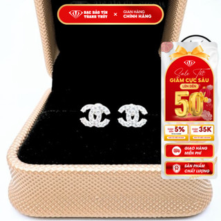 Bông tai bạc cho nữ Bảo Tín Thanh Thủy, hoa tai bạc gắn đá Cz cao cấp, chất liệu bạc ta,khuyên tai ghim