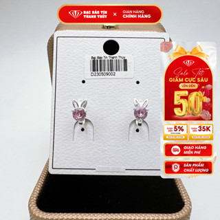Bông tai bạc cho bé gái Bảo Tín Thanh Thủy hoa tai hình thỏ đính đá kiểu chốt gài sau chất liệu bạc ta cao cấp