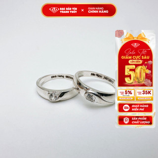  Nhẫn bạc đôi nam nữ Bảo Tín Thanh Thủy chất liệu bạc ta đủ size hình trái tim ghép khắc tên theo yêu cầu 