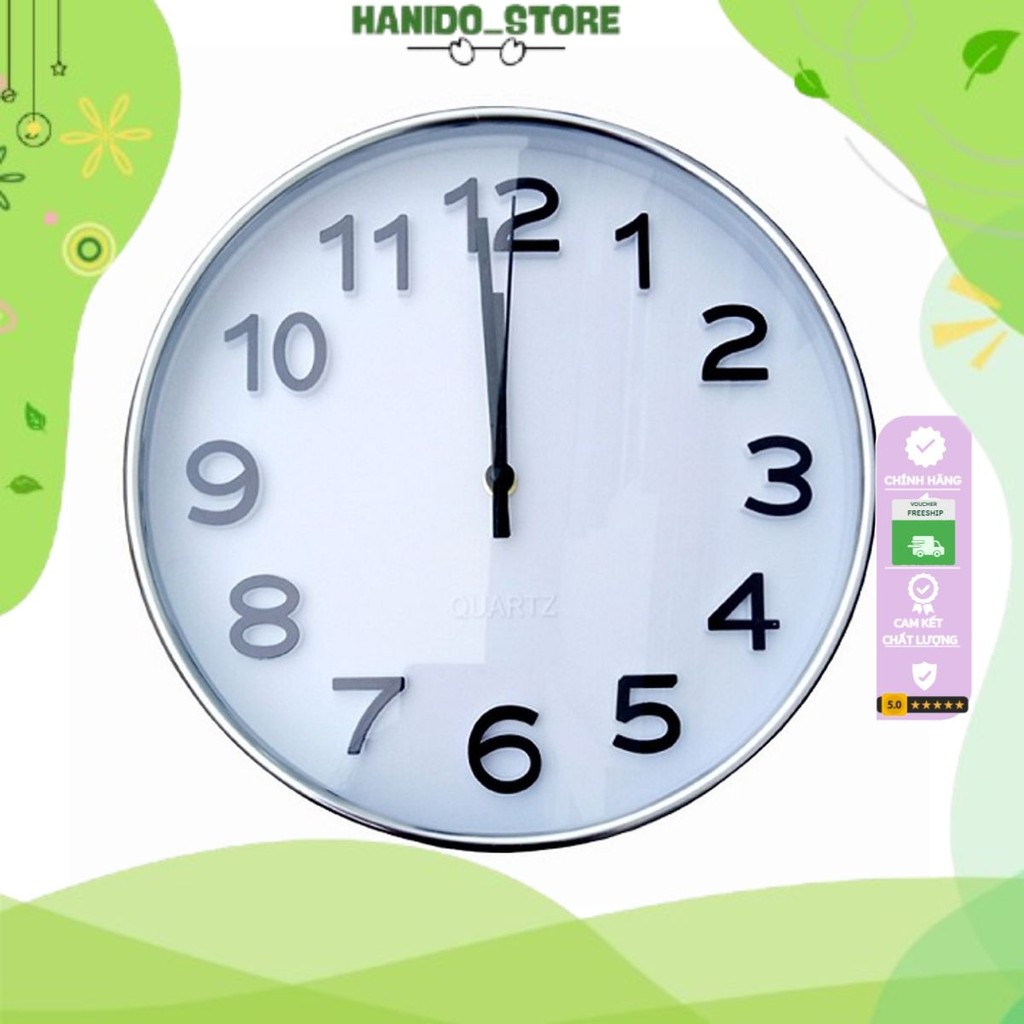 Đồng hồ treo tường kim trôi cao cấp Quartz Silver