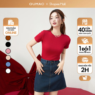 Áo thun nữ cổ tròn form ôm body chất vải thun gân co giản mát mẻ thời trang GUMAC LATE0602