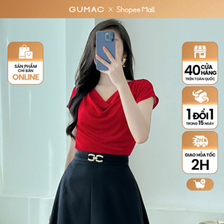 Áo thun kiểu nữ thiết kế cổ đổ thời trang GUMAC ATE01031