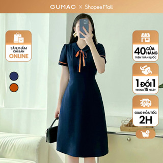 Đầm A nẹp tay phối thời trang GUMAC LDE0614