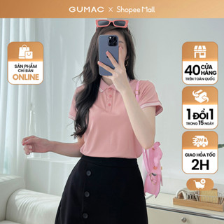Áo thun polo nữ thời trang GUMAC phối sọc 2 viền thiết kế đẹp nhiều màu và thanh lịch LPLE0917