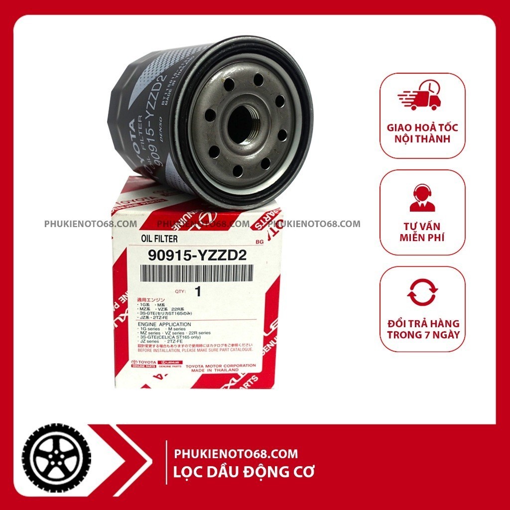 Lọc dầu, nhớt động cơ xe hơi ô tô Toyota Fortuner, Hilux, Innova mã OEM 90915-YZZD2
