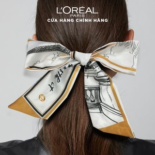 [Quà tặng không bán] Khăn lụa turban trắng họa tiết cao cấp L'Oreal Paris