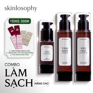 Combo Làm Sạch Nâng Cao: Dầu Tẩy Trang Bão Hòa, Gel Rửa Mặt Tinh Khôi, Mặt Nạ Tẩy Tế Bào Chết Non Skinlosophy