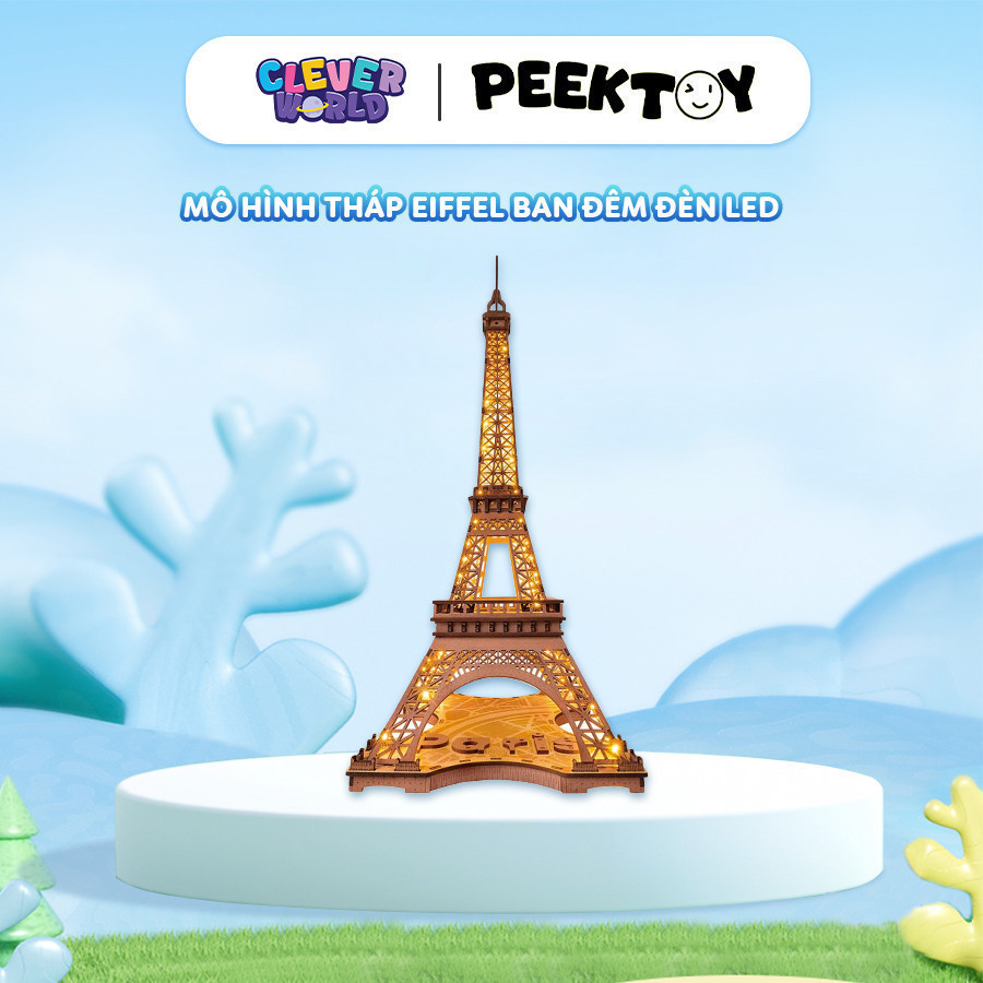 Mô Hình Lắp Ráp Gỗ 3D DIY Robotime Rolife Tháp Eiffel Ban Đêm Có Đèn (Eiffel Tower) Clever Box