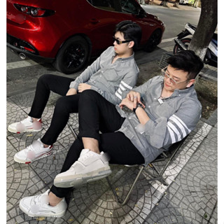  Áo Sơ Mi Thome Browne Xám Thêu 4 kẻ sọc tay logo chữ bụng Áo Somi Thom Màu Ghi 4 vạch tay 