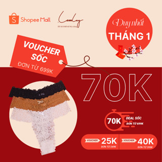 Set 3 Quần lót thong ren nữ HOA MAI LAMLUY hoạ tiết ren mềm mịn