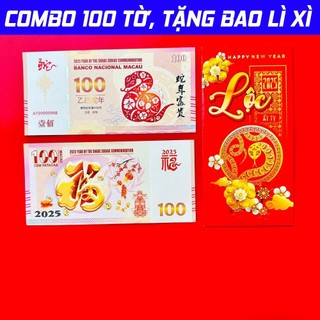 ⭐BÁN CHẠY⭐ 100 TỜ Tiền Lì Xì Hình Con Rắn Macau (Macao) 100 Patacas, Quà tặng Phong Thuỷ May Mắn
