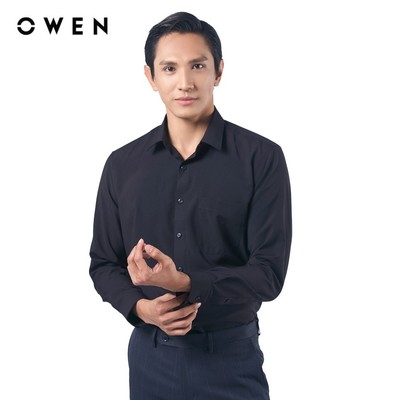 OWEN - Áo sơ mi dài tay Regular Fit AR230342DT màu Đen chất liệu Bamboo-Polyester