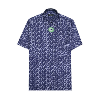 OWEN - Áo sơ mi ngắn tay Relax Fit AE230073NT màu Navy chất liệu Viscose