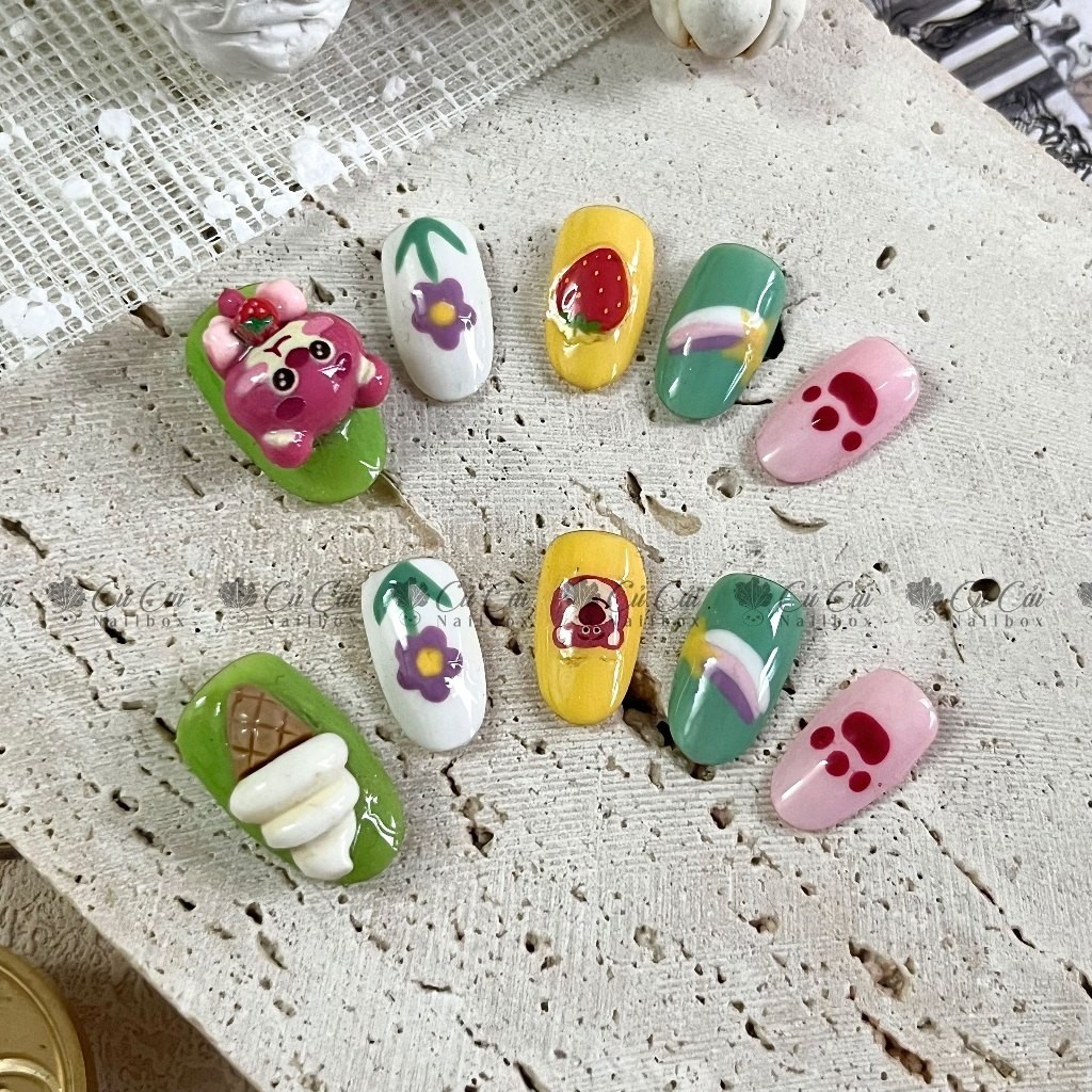 Nail Box Thiết kế  - Củ Cải Nailbox - Gấu Lotso Que Kem - C129