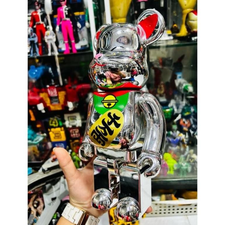 [HCM] Mô hình Bearbrick Lucky Cat Silver 400% Chính hãng Medicom Toy