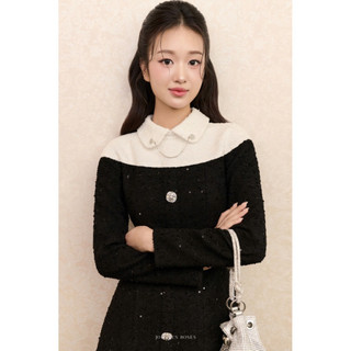  Váy dạ tweed dệt kim sa STOREE LISA STOREE 
