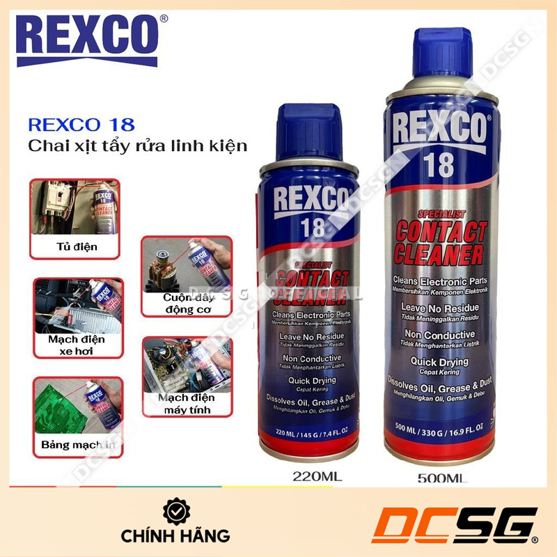 Chai xịt tẩy rửa linh kiện điện REXCO 18 CONTACT CLEANER | DCSG