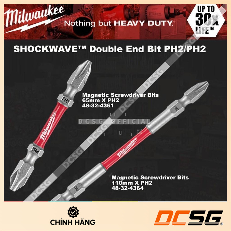 Mũi vít bake 2 đầu Ph2 Milwaukee |DCSG