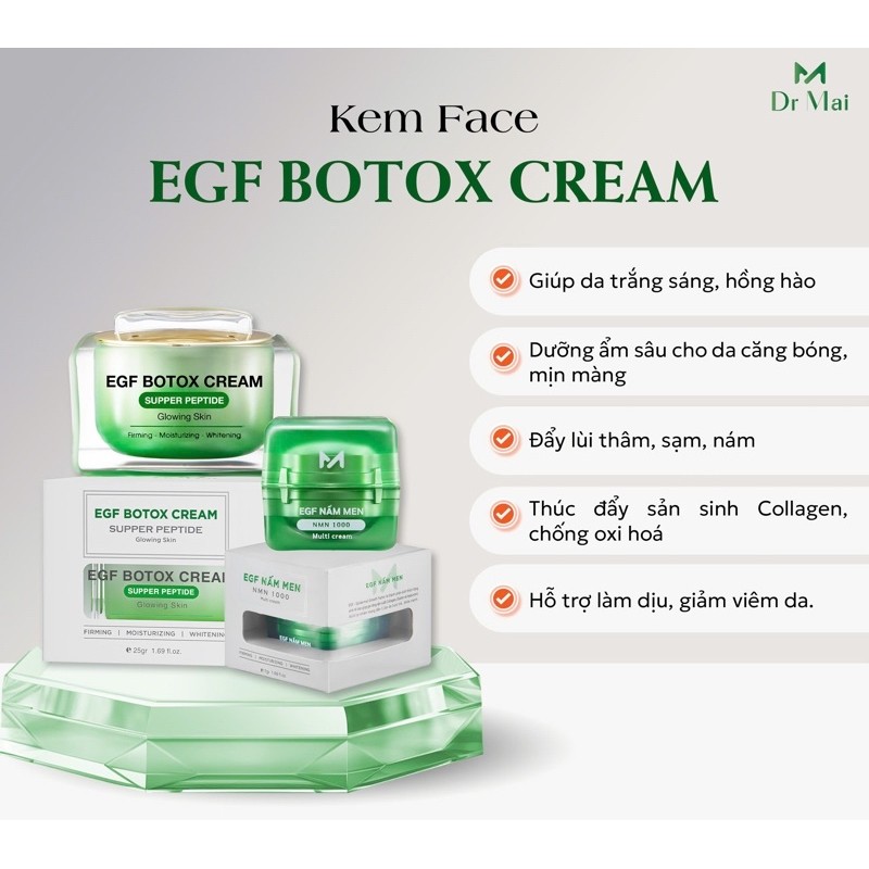 Dr Mai, kem dưỡng trắng da ban đêm EGF Nấm men NMN 1000, ngăn ngừa lão hóa 25g.