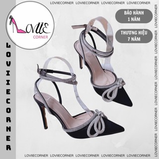 GIÀY THỜI TRANG - SANDAL CAO GÓT BÍT ĐÍNH NƠ ĐÁ - GUỐC NỮ HỞ HẬU CAO 10 PHÂN G2209010