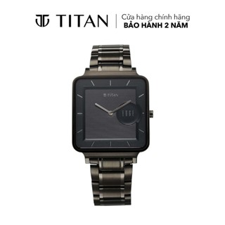 Đồng hồ nam TITAN Edge Quad dây thép không gỉ, mặt 38MM, dây màu xám, 10017QM01