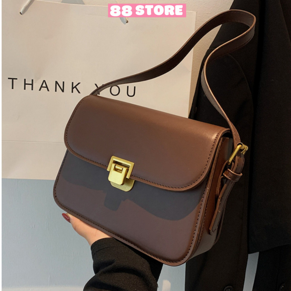 Túi xách nữ đeo chéo đẹp kẹp nách đeo vai cao cấp khoá gập màu sắc basic dễ phối đồ phong cách thời trang hàn quốc