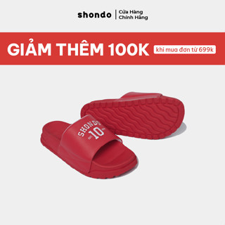 Dép Quai Ngang Nam Nữ Shondo Trendy 4 Thêu Số 10 Thời Trang, Êm Chân Màu Đỏ TR46060