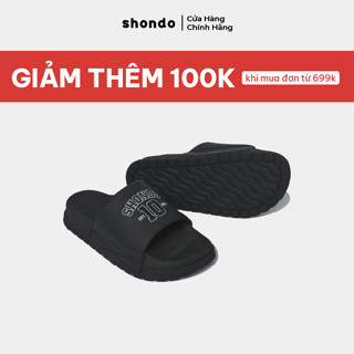 Dép Quai Ngang Nam Nữ Shondo Trendy 4 Thêu Số 10 Thời Trang, Êm Chân Màu Đen TR41212