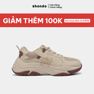 Giày Sneaker Nam Nữ Cao Cấp SHONDO Chunky  Êm Ái, Thời Trang Cá Tính Màu Be Nâu CHN2995