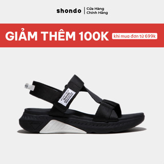  Giày Sandals Nam Nữ Unisex Shondo F7 Racing Đế Đen Phối Trắng Quai Đen F7R1010