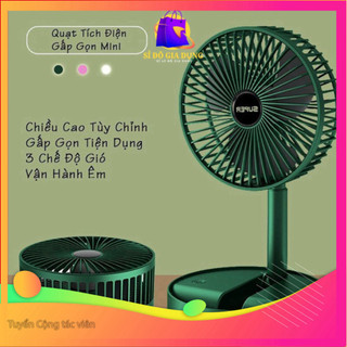 Quạt tích điện mini để bàn gấp gọn 3 chế độ Siper gió siêu bền cao sạc USB tiện lợi