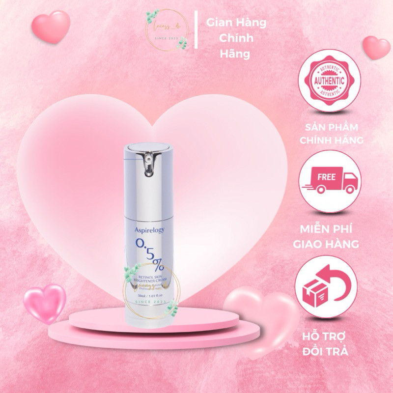 Kem Dưỡng Trắng, Căng Bóng Da Aspirelogy 0.5%,Retinol Skin Brightener Cream 30ML