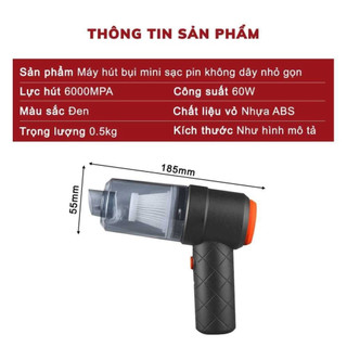 Máy hút bụi mini không giây lực hút 6000MPA làm sạch bàn phím ô tô nhỏ gọn pin sạc tiện lợi
