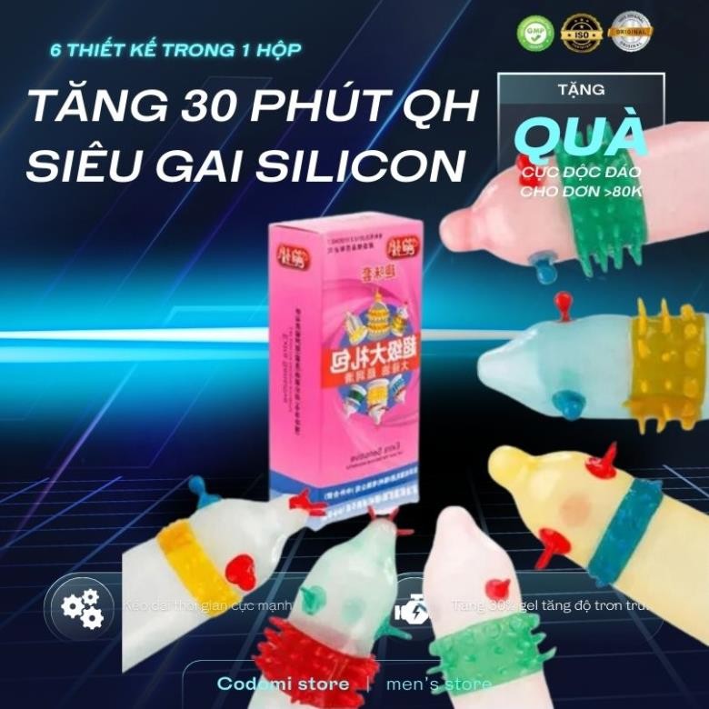  Bao cao su Runbo Bi râu gai Hộp 6 chiếc Tăng khoái cảm Kéo dài thời gian olo durex juncai Codomi 