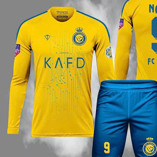 Bộ đồ tay dài CLB Al Nass-r Vàng 04 Độc Đáo - Bộ đá banh Thun Lạnh