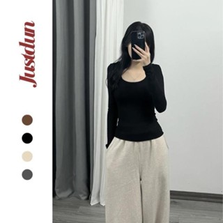 Áo thun tăm tay dài CỔ VUÔNG A40 Justdun Mint.stu