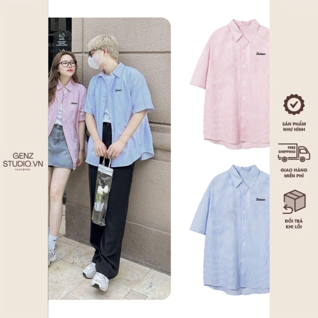 Áo Sơ Mi Kẻ Sọc Ngắn Tay - Áo sơ mi Local Brand Unisex Oxford Shirt