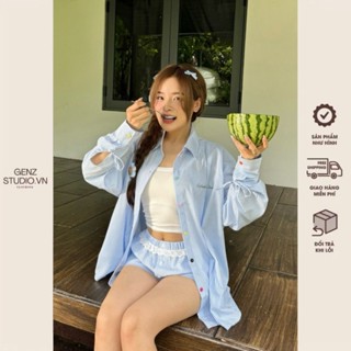 Áo sơ mi Khoác Ngoài tay dài phối dây cột nơ Calem