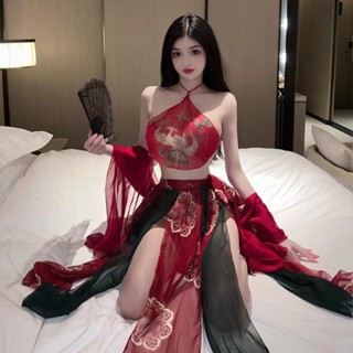 Váy ngủ + Yếm + Khăn voan họa tiết công DN08 💕CHE TÊN💕 Đồ ngủ họa tiết công gợi cảm quyến rũ FLS40