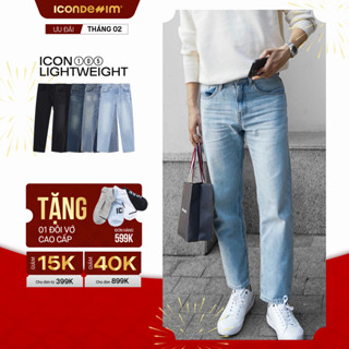 Quần jeans nam ICONDENIM, quần bò ống đứng, dáng suông, công nghệ Lightweight siêu nhẹ, chống nhăn tốt ICON105