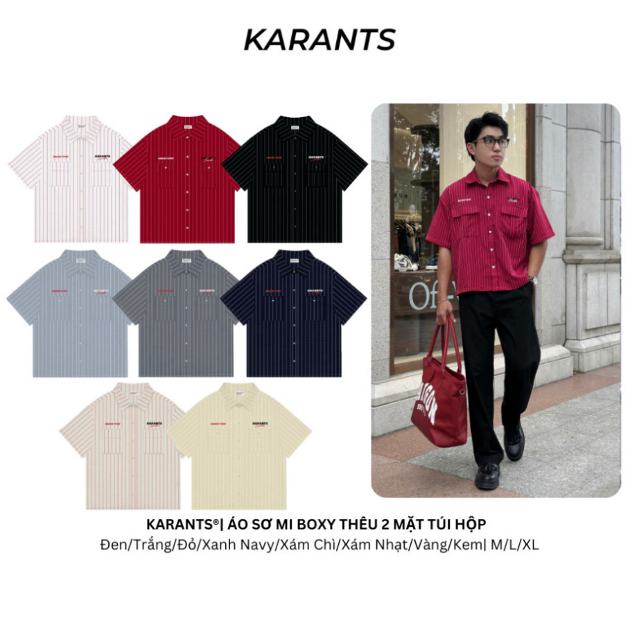 Áo Sơ Mi Boxy Karants Thêu 2 Mặt Túi Hộp Local Brand Streetwear Hot Trend - KR183 | BigBuy360 - bigbuy360.vn