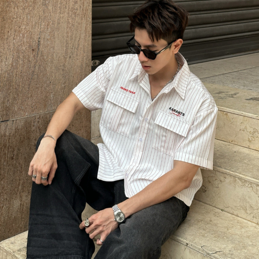 Áo Sơ Mi Boxy Karants Thêu 2 Mặt Túi Hộp Local Brand Streetwear Hot Trend - KR183 | BigBuy360 - bigbuy360.vn
