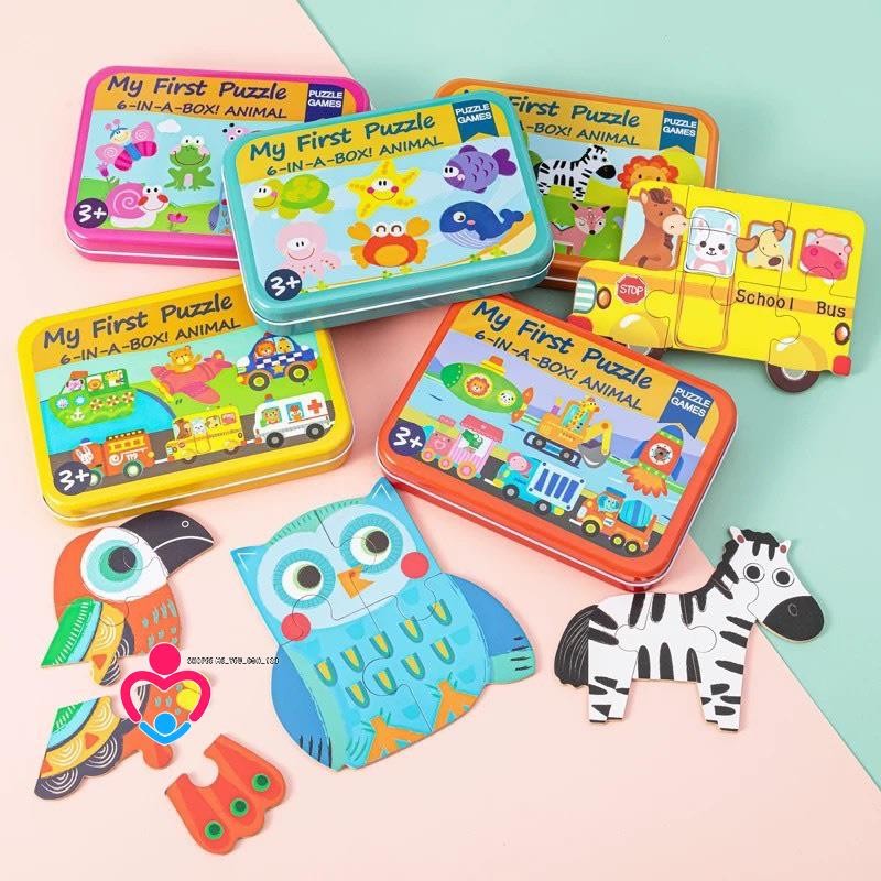PUZZLE CỰC HOT-  My First Puzzle - 6-in-a-box Animal - 6 tranh Ghép hình theo level 2 - Dành cho bé 