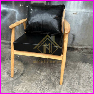 Ghế sofa đơn gỗ, sofa nail, sofa làm nail hoặc decor hotel homestay - khung gỗ cau su bền chắc Kèm nệm da