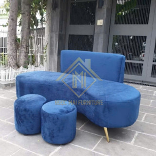 Sofa phòng tiếp khách đơn giãn - sofa dài 1m70 kèm 2 đôn tròn - bh 12 tháng