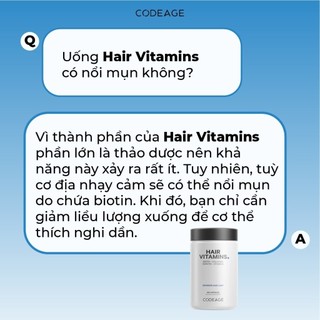 TPBVSK Viên uống hỗ trợ mọc tóc CodeAge Hair Vitamins 120 viên -cải thiện tình trạng tóc gãy rụng, tóc dày khỏe