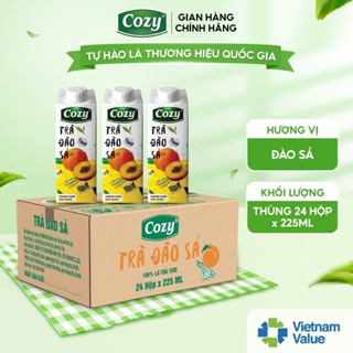Thùng 24 Hộp Trà Đào Sả Cozy Uống Liền Thơm Ngon Không Chất Bảo Quản 225ML/Hộp