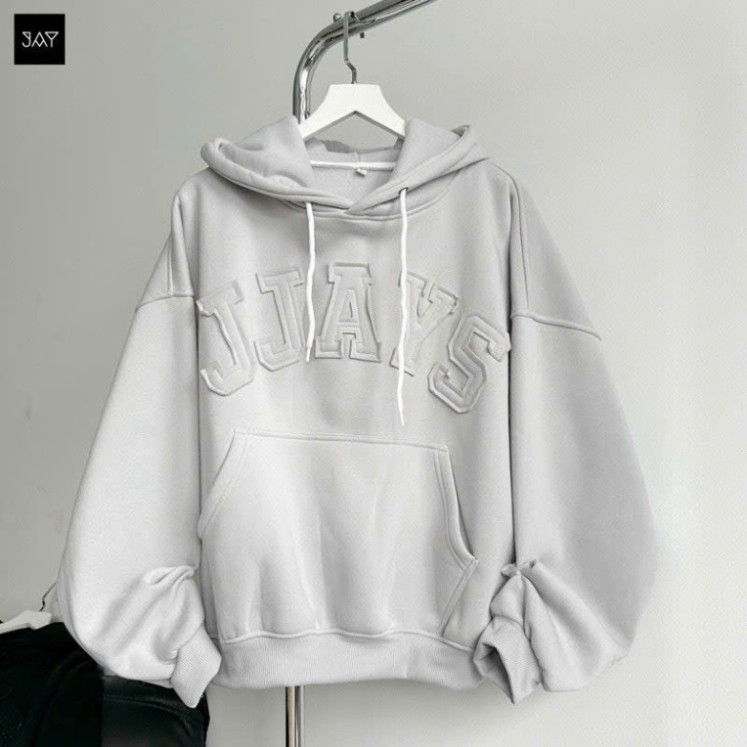 Áo Hoodie Boxy Thêu Đắp Vải JJAYS Form Rộng  Mũ Trùm 2 lớp Nam Nữ Hót hít 2025