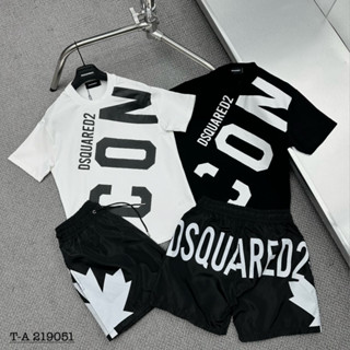 Bộ Quần Áo Nam ICON Chữ Chéo Chất Cotton Siêu Đẹp - Bộ Cộc Nam DSQ Lá Phong Mẫu Mới Nhất